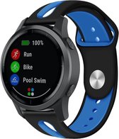 Siliconen Smartwatch bandje - Geschikt voor  Garmin Vivoactive 4 duo sport band - 45mm - zwart/blauw - Horlogeband / Polsband / Armband