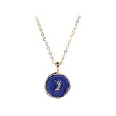 Spirit Maan Ketting | Goudkleurig / Blauw | 41.5 + 5 cm