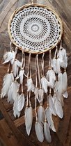 Dromenvanger Essence Large 32cm - Handgemaakt op Bali - Boho - Ibiza - Dreamcatcher - Witte Veren - Deco - Wanddecoratie - Muurdecoratie - Smith Premium®