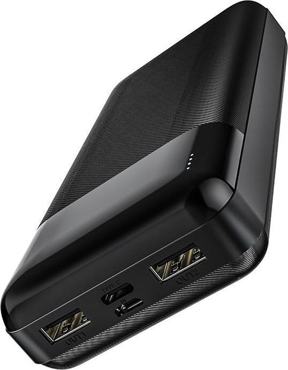 Powerbank 2x USB snellader 20.000 Mah Black