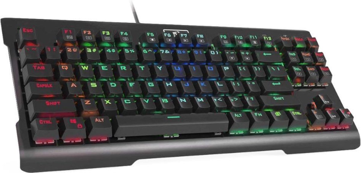 Redragon K561 Rainbow VISNU mechanisch gaming toetsenbord blauwe schakelaars | Tenkeyless TKL | Blue switches | extra duurzame Metalen frame | Vergulden USB-connector