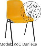 King of Chairs model KoC Daniëlle okergeel met zwart onderstel. Stapelstoel kantinestoel kuipstoel vergaderstoel tuinstoel kantine stoel stapel stoel kantinestoelen stapelstoelen k