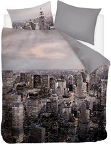 Snoozing Citylights - Flanel - Dekbedovertrek - Lits-jumeaux - 260x200/220 cm - Grijs