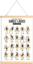 JUNIQE - Posterhanger Single Ladies songtekst -40x60 /Bruin & Wit