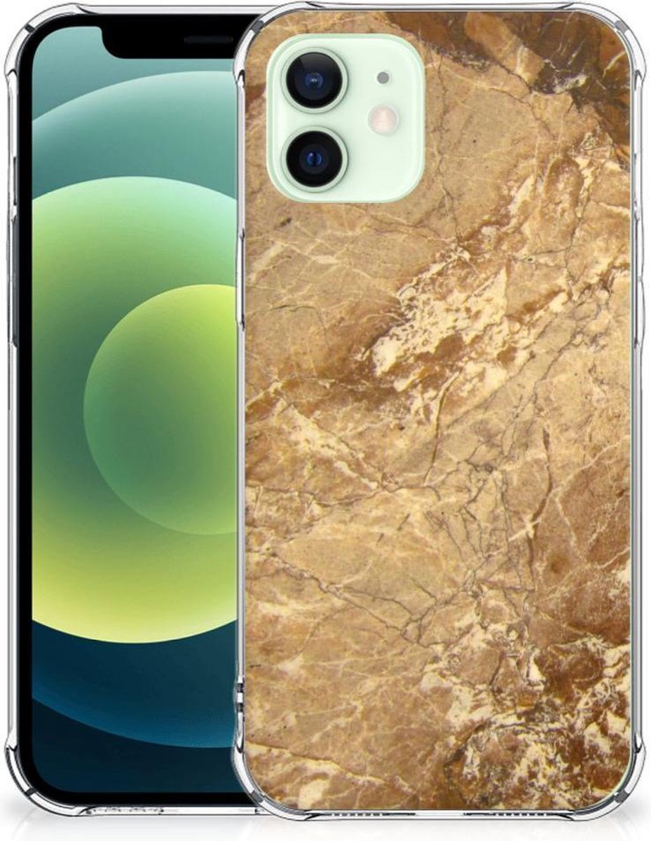 Back Cover voor iPhone 12 Mini Anti-Shock Hoesje Marmer Creme