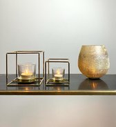 TYLER waxinelichten - Metaal & Glas - Goud - Set 2 st.