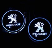Coole Lichtgevende LED Onderzetters - Bekerhouders - Sfeerverlichting - LED Licht - Interieur Verlichting - 7 Verschillende Kleuren LED - Opladen via USB – Peugeot