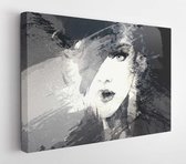 Onlinecanvas - Schilderij - Woman Face. And White. Abstract Watercolor Illustration Art Horizontal Horizontal - Multicolor - 40 X 50 Cm