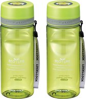 Lock&Lock Waterfles - Drinkfles - 600 ml - Tritan (Copolyester) - BPA-vrij - Lekvrij - Groen - Set van 2 stuks