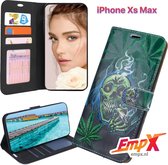 EmpX.nl iPhone Xs Max Print (Doodskop) Boekhoesje | Portemonnee Book Case voor Apple iPhone Xs Max met Print (Doodskop) | Met Multi Stand Functie | Kaarthouder Card Case iPhone Xs Max Print (