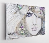 Onlinecanvas - Schilderij - Woman Face Art Horizontal Horizontal - Multicolor - 40 X 50 Cm