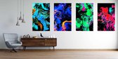 Onlinecanvas - Schilderij - Abstract Marble Texture Colored Bright Liquid Paints. Art Vertical Vertical - Multicolor - 80 X 60 Cm