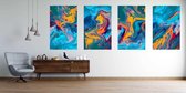 Onlinecanvas - Schilderij - Abstract Marble Texture Colored Bright Liquid Paints.- Art Vertical Vertical - Multicolor - 50 X 40 Cm