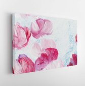 Abstract flowers, close-up fragment of acrylic painting. Creative abstract hand painted background. - Modern Art Canvas - Horizontal - 662799925 - 115*75 Horizontal