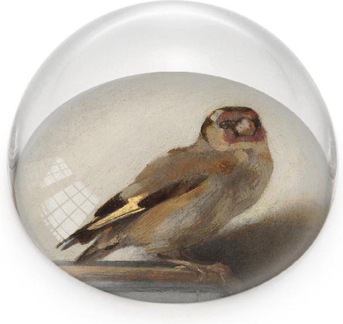 Lanzfeld (museumwebshop.com) Glazen bolle presse papier, Carel Fabritius, Het Puttertje multi