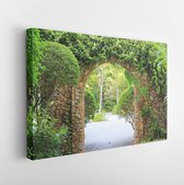 Stone arch entrance gate covered with ivy. Archway to the park.  - Modern Art Canvas  - Horizontal - 739804264 - 80*60 Horizontal