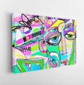 Abstract digital painting of human face, colorful composition in contemporary modern art, perfect for interior design, page decoration, web and other, raster version illustration
