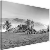 Schilderij Herfst heuvels, 2 maten, zwart-wit, Premium print