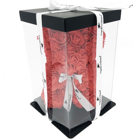 Cupido’s Choice ® Rozen Beer Inclusief Gift Box – Rozen teddybeer - Rose bear - Valentijn - Rood