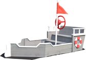 Rijoka Houten Zandbak Schip - Inclusief Grondzeil - Zitbank met Opbergvak - Boot Speeltoestel - 1530 x 778 x 880mm