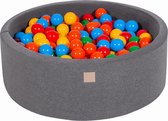 Ballenbakje.nl® Ronde Ballenbak set incl 200 ballen 90x30cm - Donker Grijs: Geel, Rood, Donker Groen, Oranje, Blauw