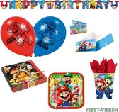 Super Mario Pakket uitdeelzakjes - slinger - uitnodigingen - ballonnen - servetten - bordjes - bekers
