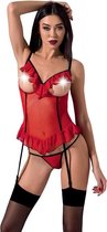 Lingerie Sexy Dames Korset Setje Erotiek Body Sex Toys Open Kruis Jurkje - Maat L|XL - Rood - Passion Woman®