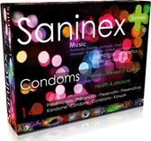 Saninex - condooms - 144 stuks - condooms met glijmiddel - geribbeld - transparant - extra sterk - music