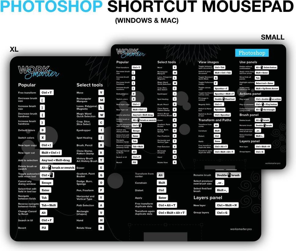 Adobe Photoshop Shortcut Mousepad - XL - Mac