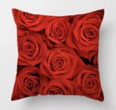 Kussenhoes rozen - bloemen - rood-zwart - Sierkussen - 45x45 cm