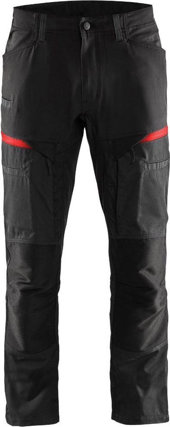 Blaklader 1456 Pantalon de travail de service Stretch Zwart/ Rouge