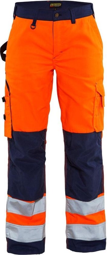 Blåkläder 7155-1811 Pantalon de travail femme High Vis sans poches à clous Orange / Bleu marine taille 42