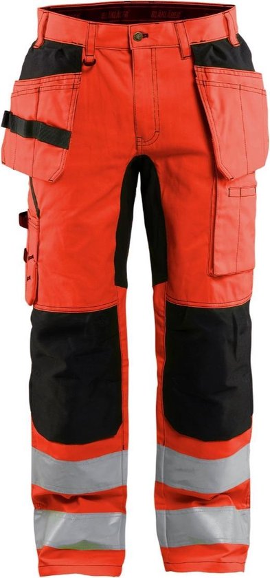 Blaklader 1552 Pantalon de Travail Réfléchissant Stretch Rouge/ Zwart