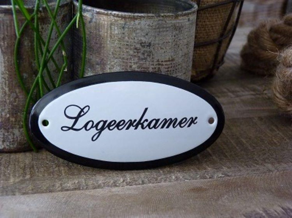 Emaille Deurbordje Ovaal \'logeerkamer\'