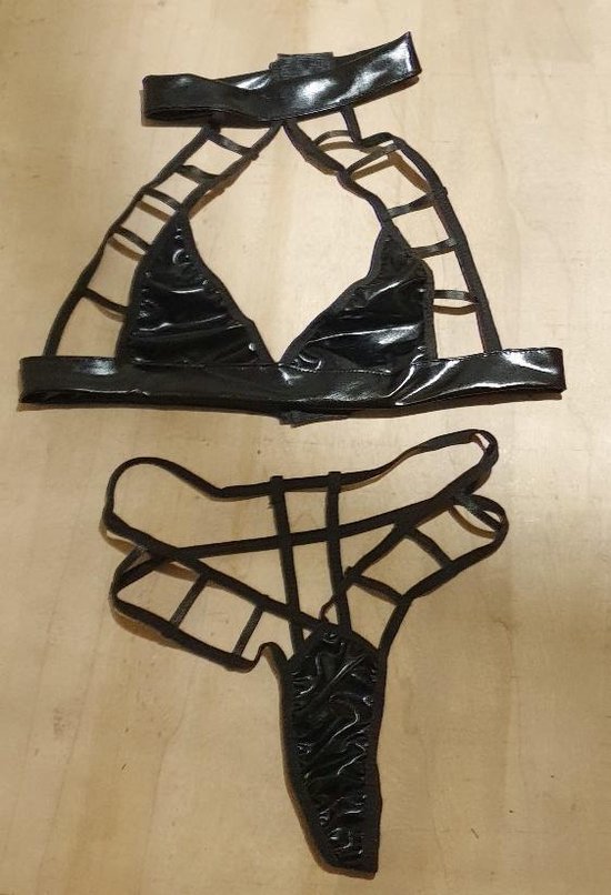 Erotische latex lingerie set met beha, nek bandjes en string MAAT S/M |  bol.com