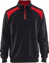 Blaklader Sweatshirt bi-colour met halve rits 3353-1158 - Zwart/Rood - 4XL