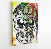 Onlinecanvas - Schilderij - Mix Color Skull Illustration Art -vertical Vertical - Multicolor - 115 X 75 Cm