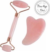 New Age Devi - Rose Quartz Roller met Gua Sha Steen - Roze