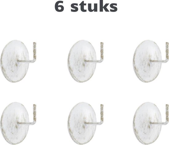 6x Ophanghaakjes zelfklevend wit/goud - Plakhaakjes voor keuken en badkamer - Handdoekhaakjes - Plakhaak handdoeken - Plakhaken gang - Ophanghaken muur