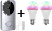 WOOX R4957 Smart Video Deurbel + 2x Woox Smart R9074 Wifi LED lamp