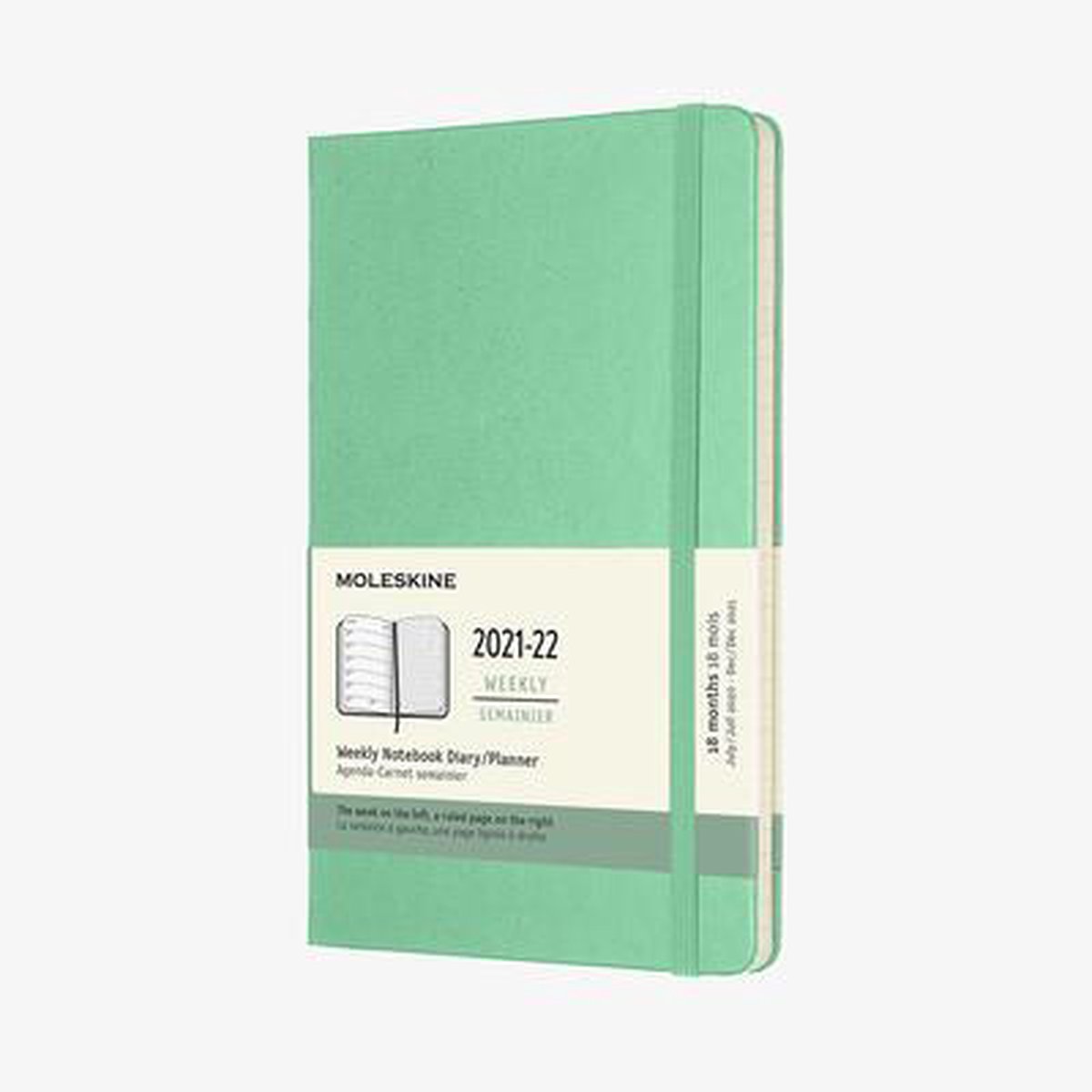 Moleskine 18 Maanden Agenda - 2021/22 - Wekelijks - Large (13x21 cm) - Ice Groen - Harde Kaft