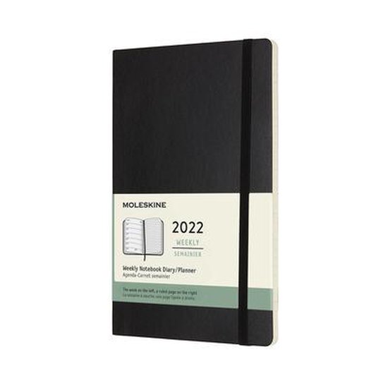 Moleskine 2022 Weekly Planner, 12m, Large, Black, Soft Cover (5 X 8.25)