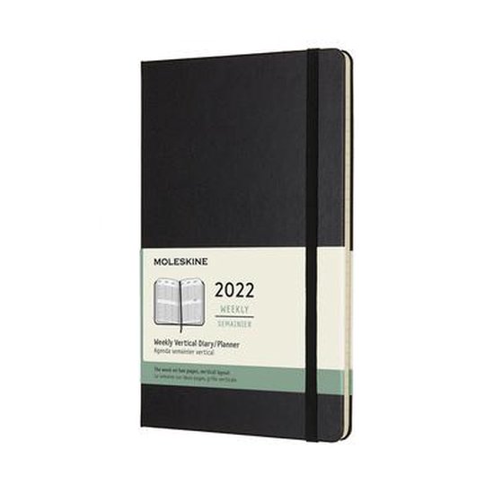 Moleskine 2022 Weekly Vertical Planner, 12m, Large, Black, Hard Cover (5 X 8.25)