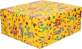 2x Rollen inpakpapier/cadeaupapier Club van Sinterklaas geel 200 x 70 cm - Cadeaupapier/inpakpapier voor 5 december pakjesavond