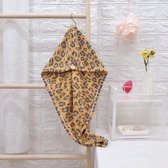 Sneldrogende Haarhanddoek met Gele Panterprint -Hair Towel- Cadeau - Hoofdhanddoek- Handdoek voor het haar- Wikkeldoek- Tulband - Zachte stof