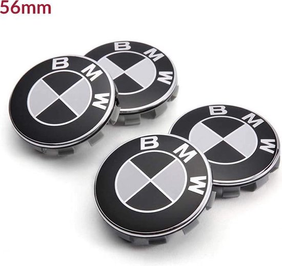 BMW naafdoppen 56mm Zwart Wit (Centercaps / Velgdop / 36136850834 )