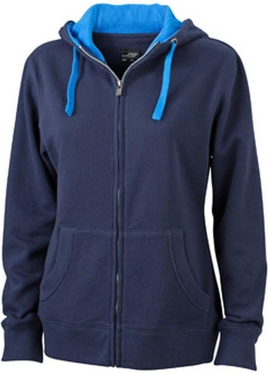 James and Nicholson Femmes / Femmes Style de vie Zip-Hoodie (Marine / Blauw Cobalt)