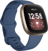 Shop4 - Fitbit Versa 3 Bandje - Small Siliconen Donker Blauw