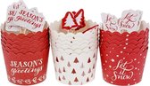 Excellent Houseware - Cupcake vormpjes set - KERST -18 stuks - rood en wit - muffin - cake - Christmas