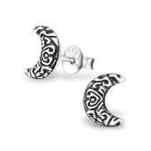 Aramat jewels ® - Aramat jewels-925 sterling zilveren geoxideerde oorbellen maan-8mm